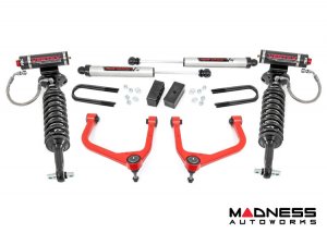 GMC Sierra 1500 Lift Kit - 3.5in - Vertex Coilovers w/ V2 Rear Shocks - Multi-Leaf Rear Springs - Red Upper Control Arms